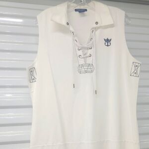 Sailor Dress Cotton Coastal Cool Lace Up Collar Summer White Blue Resortwear